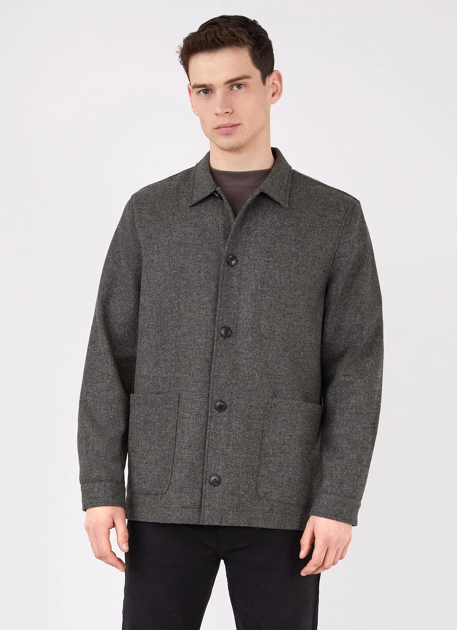 Men's Wool Twin Pocket Jacket in Mid Grey Melange sold by Sunspel product image thumbnail 2
