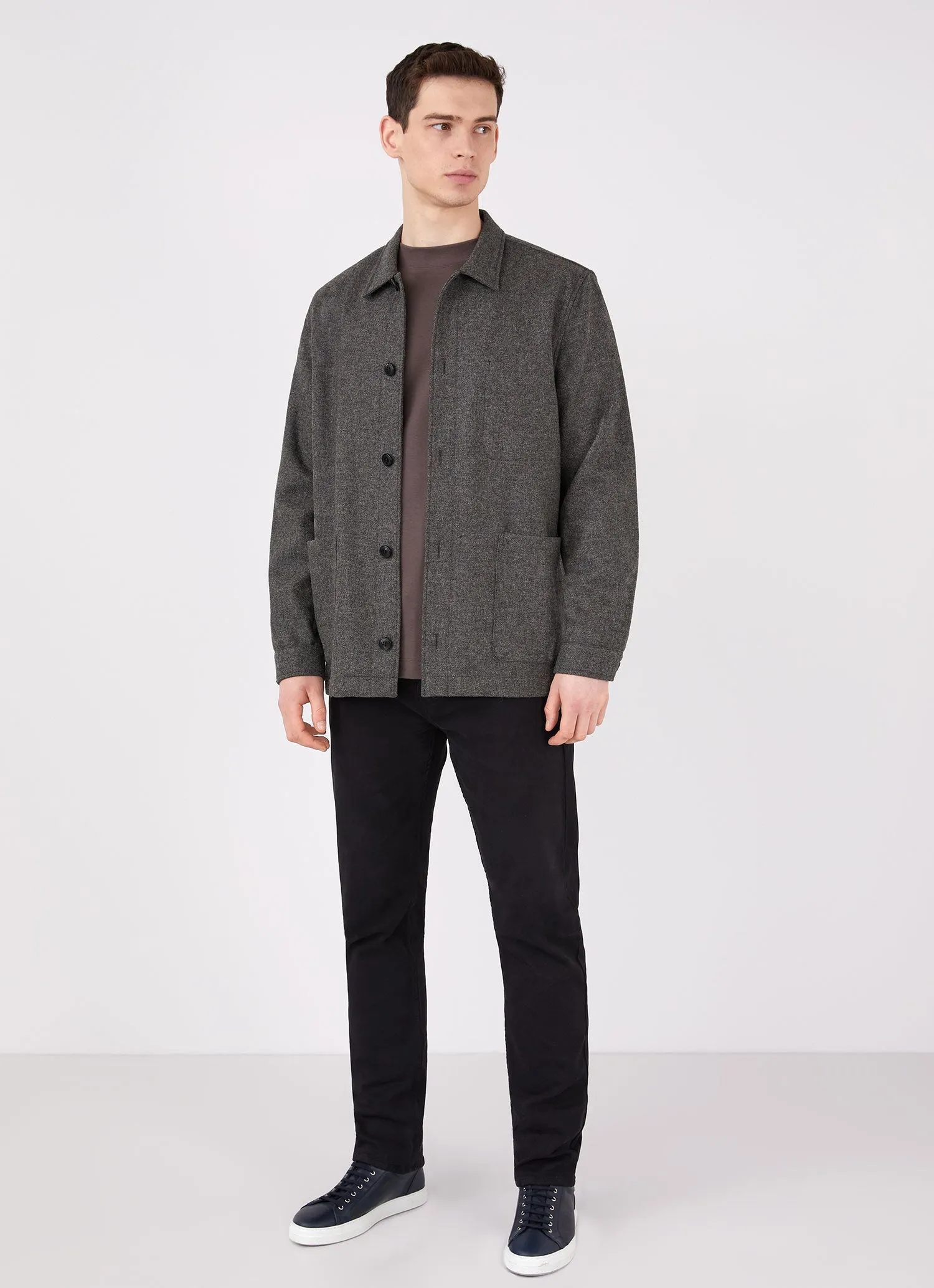 Men's Wool Twin Pocket Jacket in Mid Grey Melange sold by Sunspel product image thumbnail 3