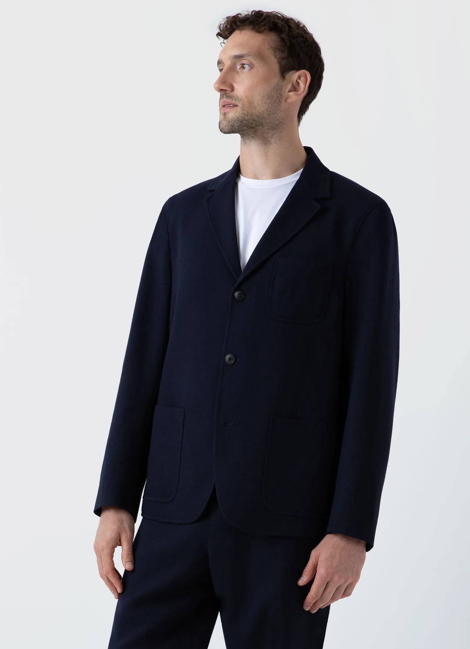 Men's Wool Twill Blazer in Dark Navy sold by Sunspel product image thumbnail 2