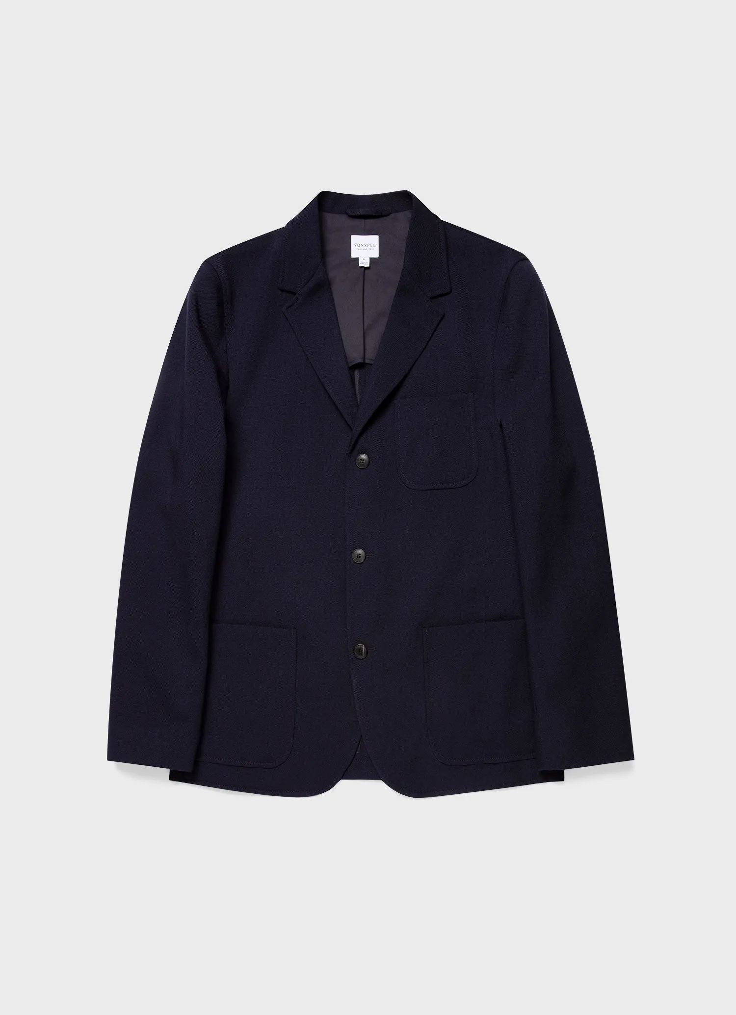 Men's Wool Twill Blazer in Dark Navy sold by Sunspel