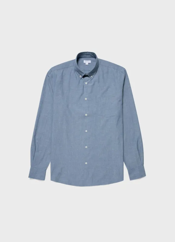 Men's Button Down Japanese Selvedge Shirt in Blue Selvedge Chambray sold by Sunspel