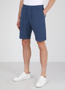 Men's Cotton Linen Drawstring Shorts in Atlantic Blue sold by Sunspel