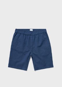 Men's Cotton Linen Drawstring Shorts in Atlantic Blue sold by Sunspel