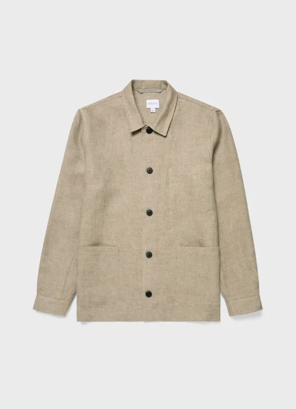 Men's Hopsack Twin Pocket Jacket in Light Stone sold by Sunspel