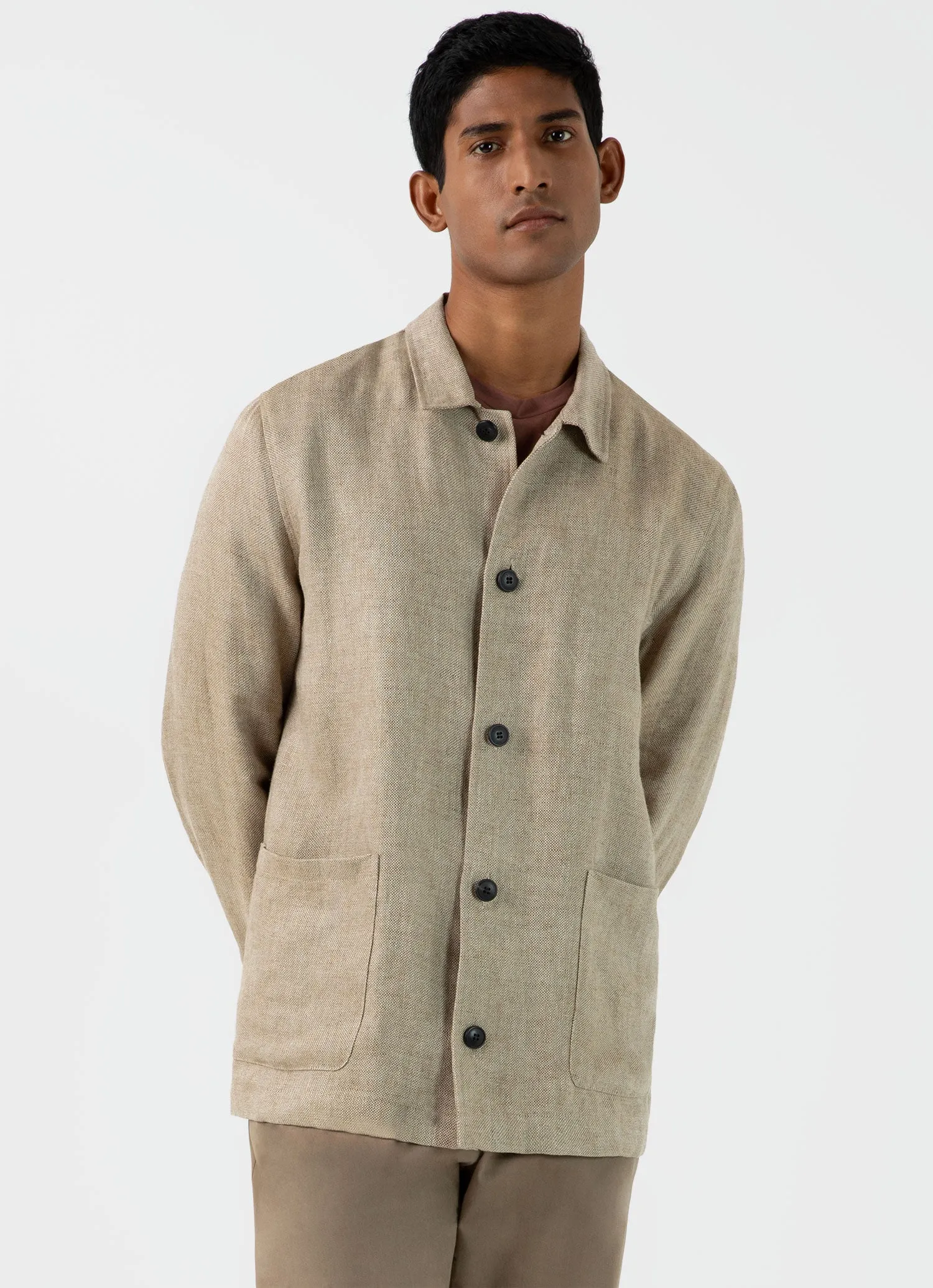 Men's Hopsack Twin Pocket Jacket in Light Stone sold by Sunspel product image thumbnail 2