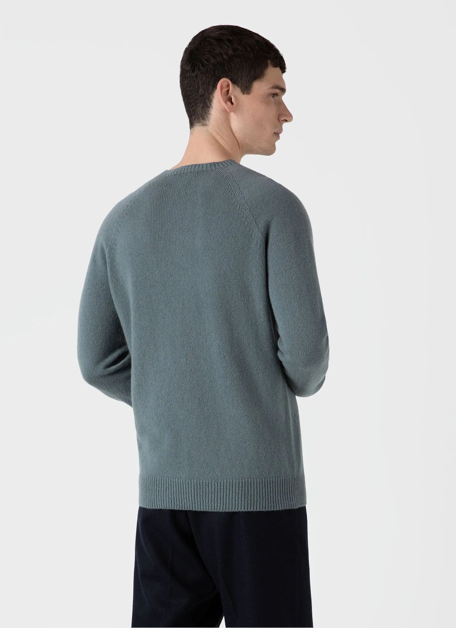 Men's Lambswool Crew Neck Jumper in Smoke Green sold by Sunspel product image thumbnail 5