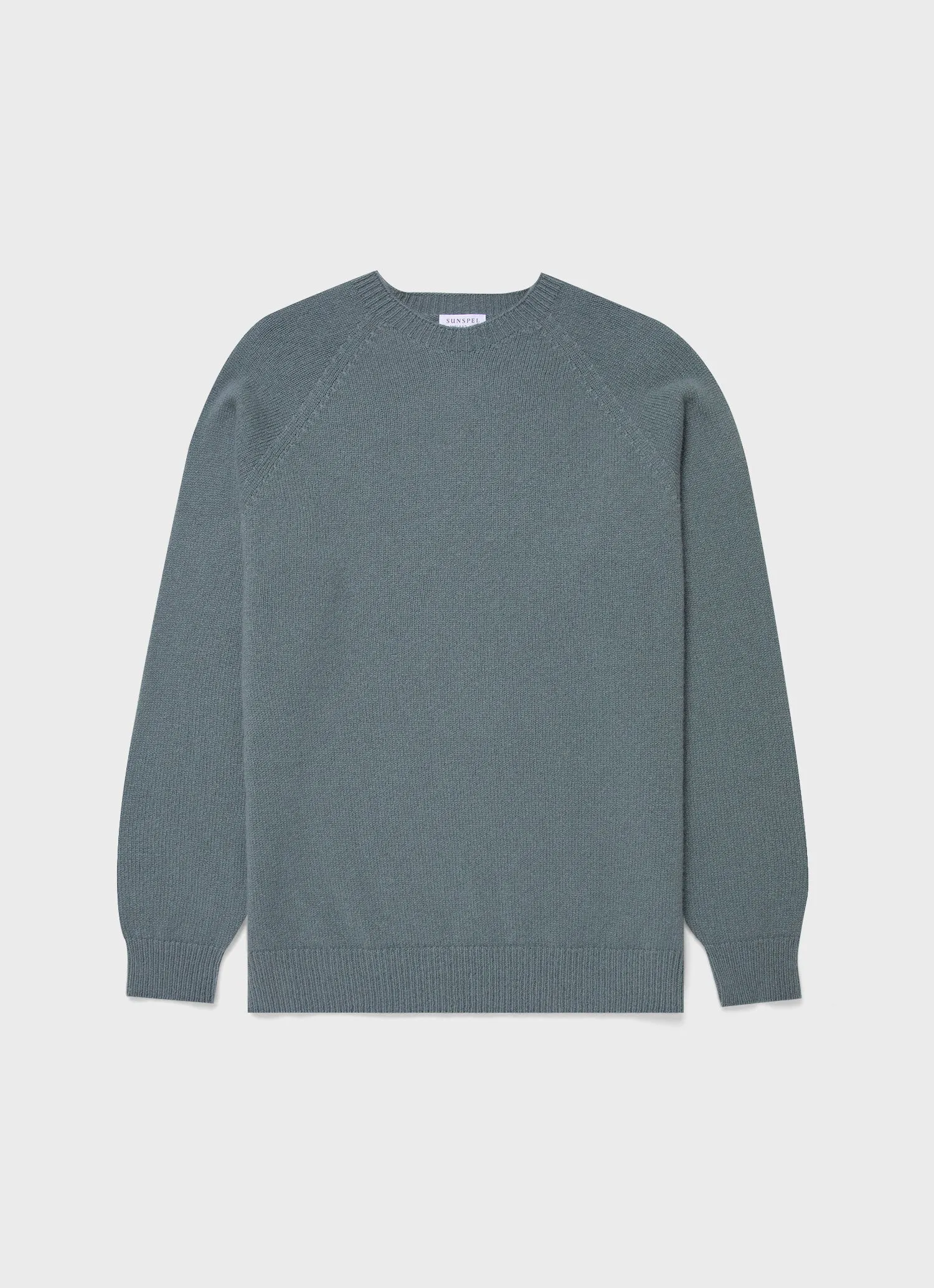 Men's Lambswool Crew Neck Jumper in Smoke Green sold by Sunspel