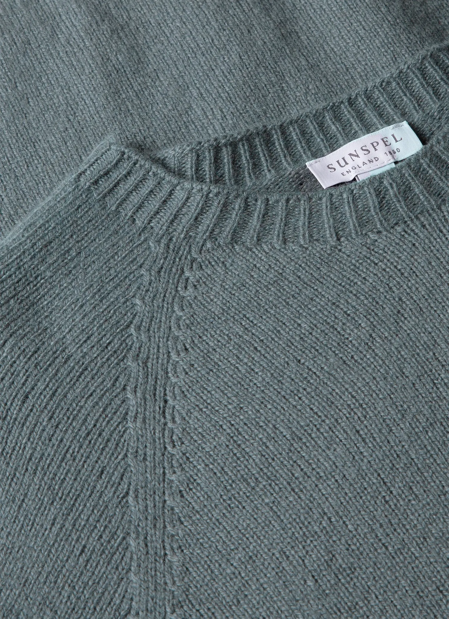 Men's Lambswool Crew Neck Jumper in Smoke Green sold by Sunspel product image thumbnail 4