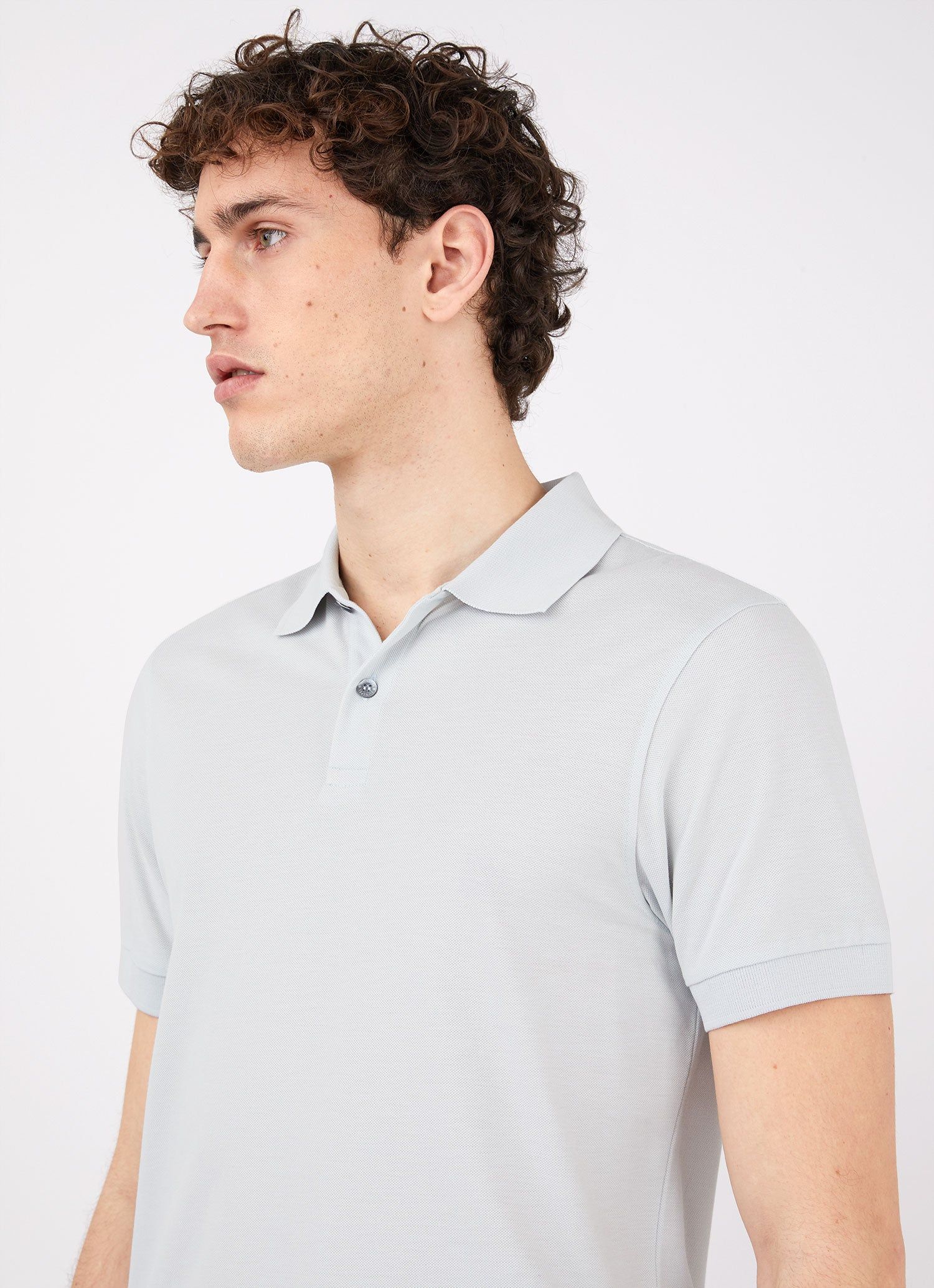 Men's Piqué Polo Shirt in Winter Sky sold by Sunspel product image thumbnail 5