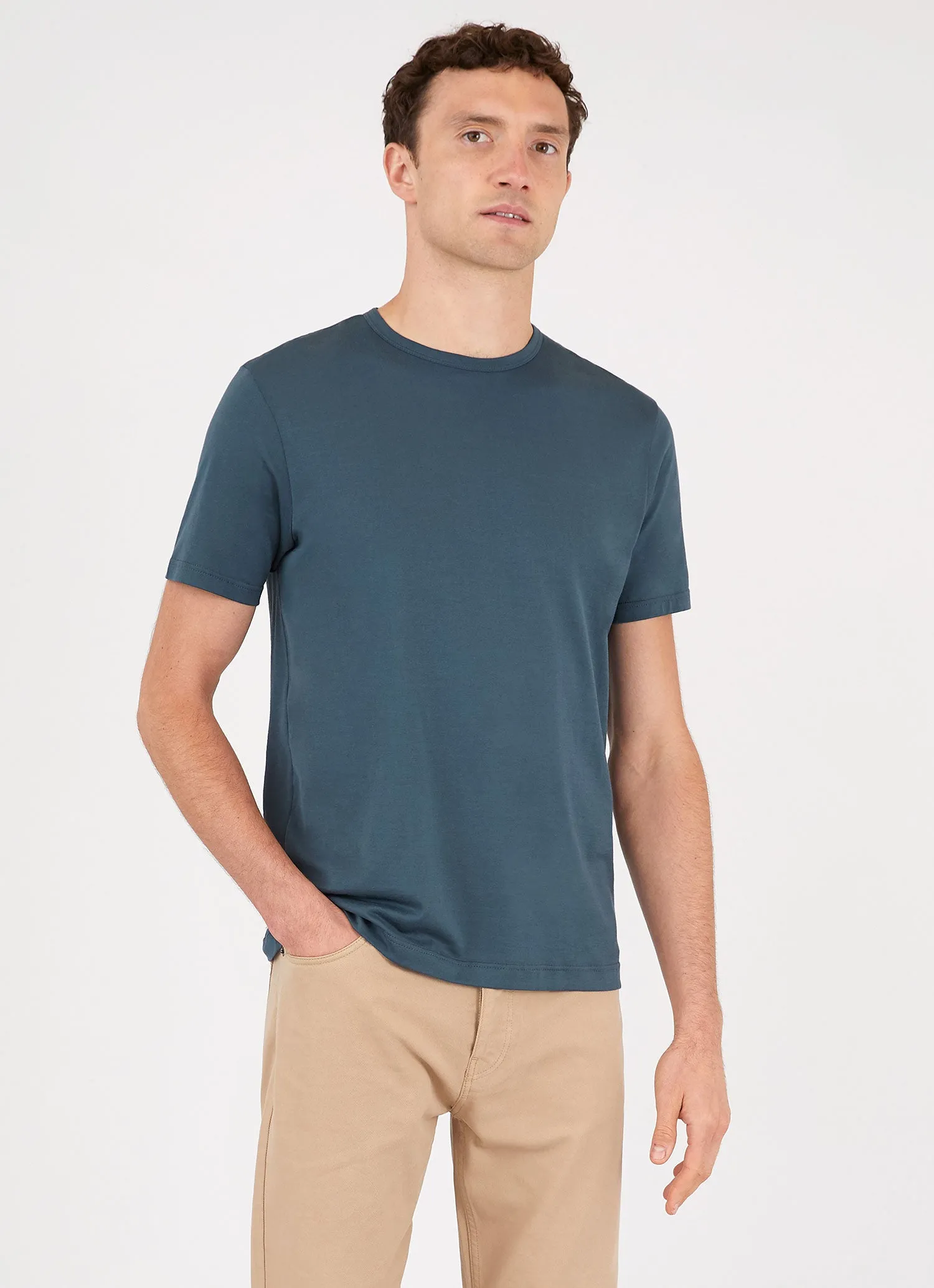 Men's Classic T-shirt in Dark Petrol sold by Sunspel product image thumbnail 2