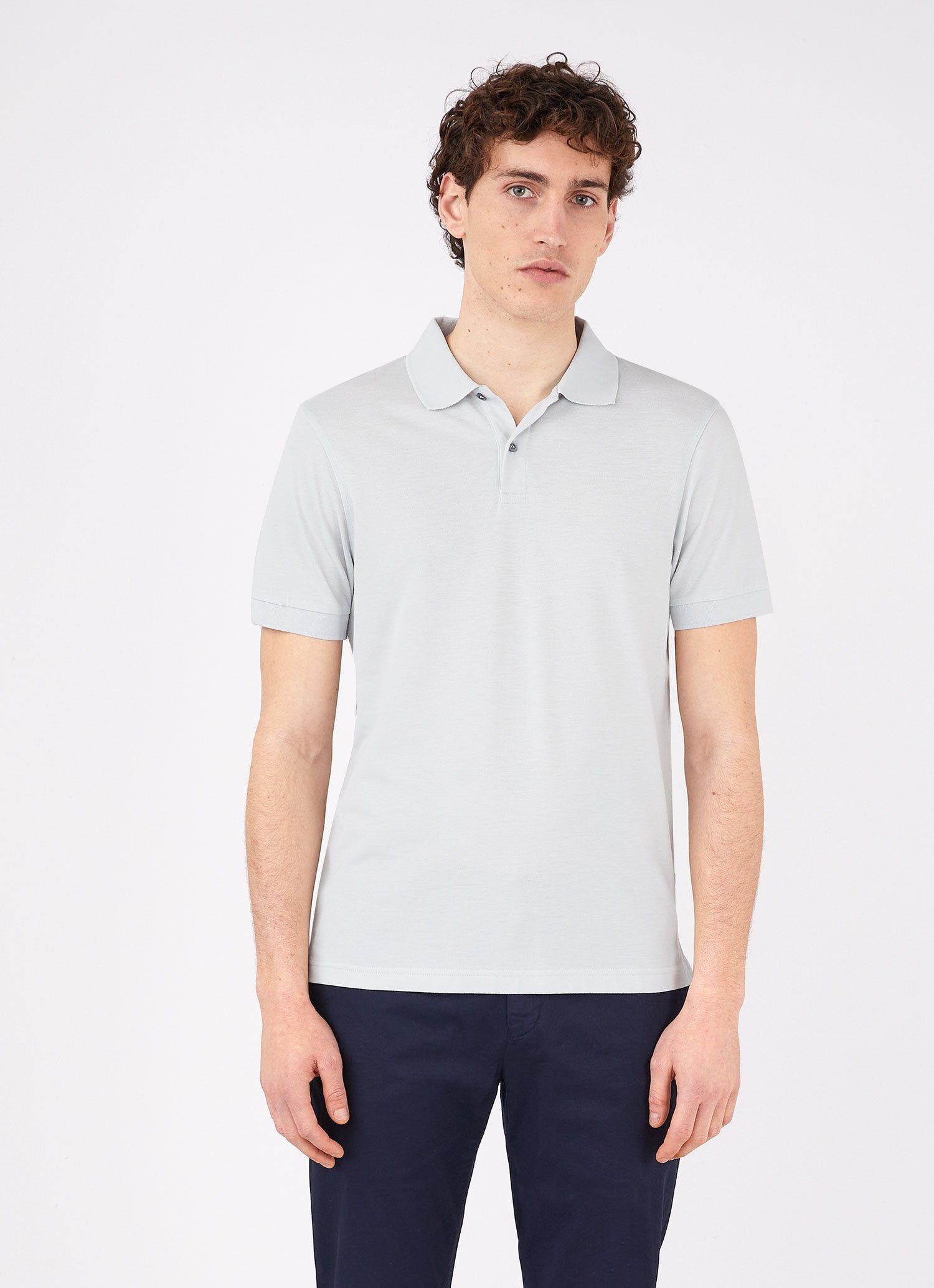 Men's Piqué Polo Shirt in Winter Sky sold by Sunspel product image thumbnail 2