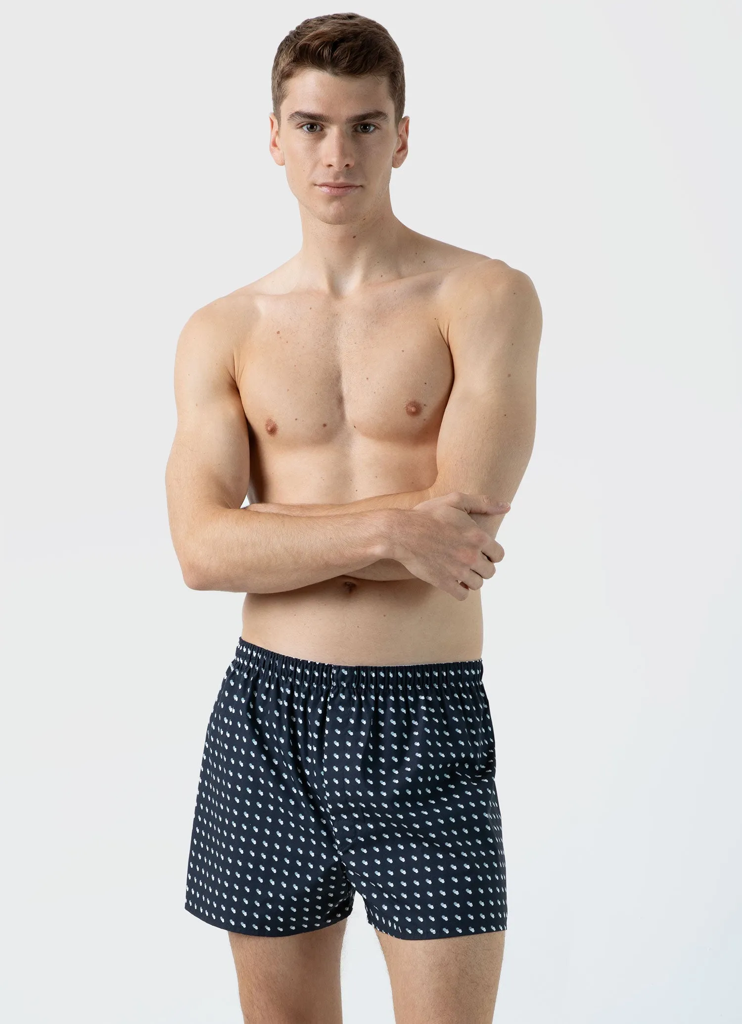 Men's Classic Boxer Shorts in Navy Sun & Clouds sold by Sunspel product image thumbnail 2