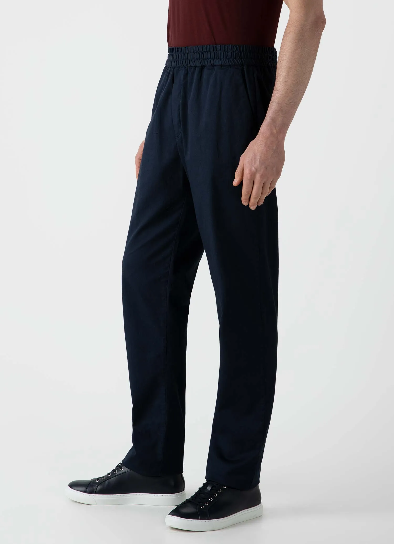 Men's Twill Drawstring Trouser in Navy sold by Sunspel product image thumbnail 5
