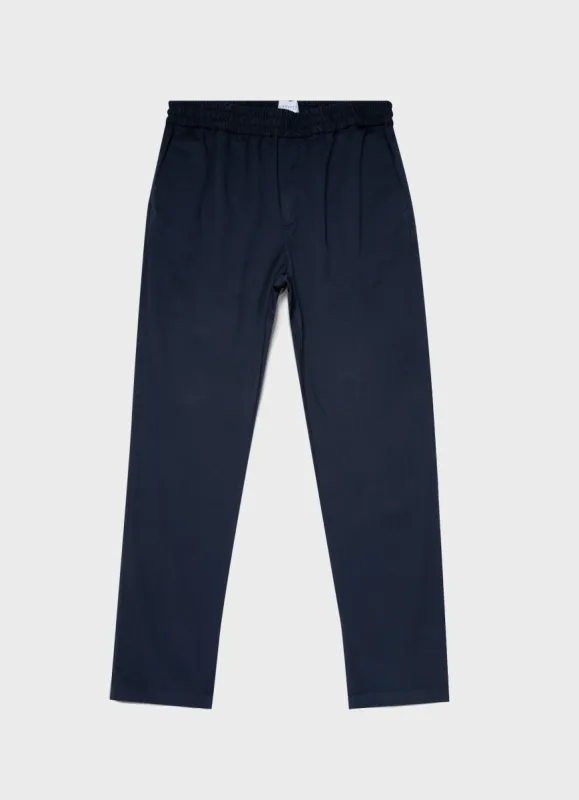 Men's Twill Drawstring Trouser in Navy sold by Sunspel