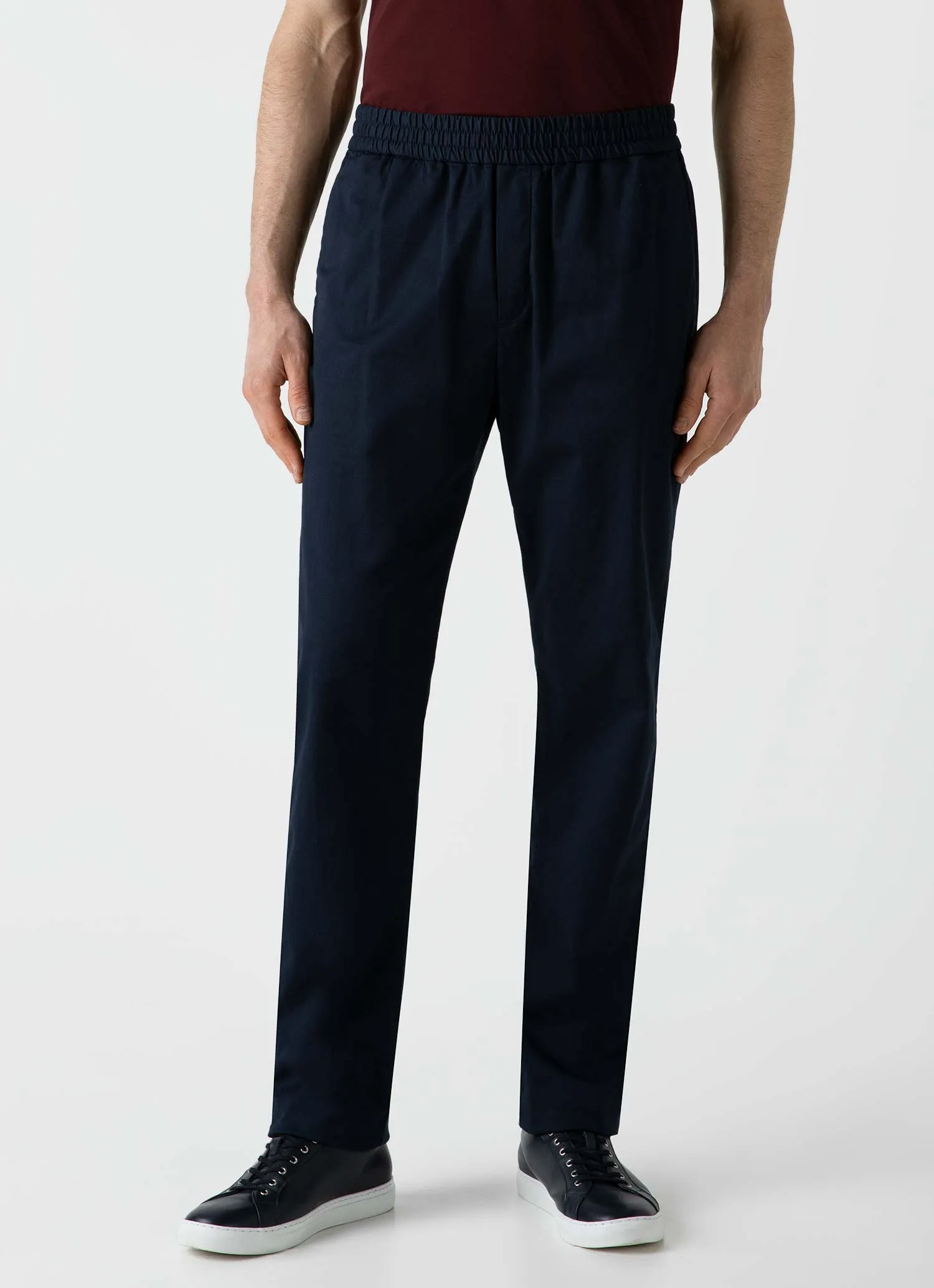 Men's Twill Drawstring Trouser in Navy sold by Sunspel product image thumbnail 3