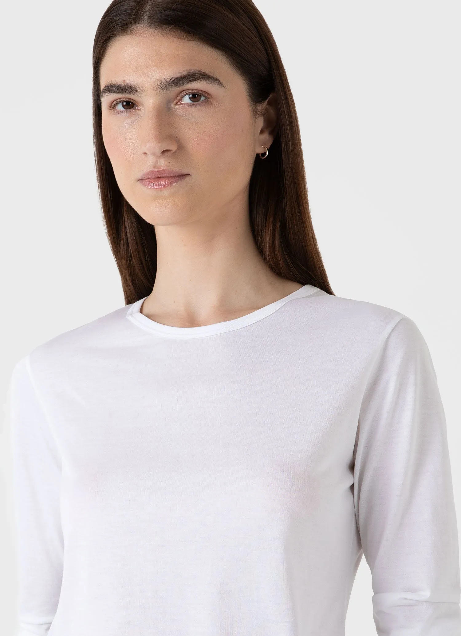 Women's Long Sleeve Classic T-shirt in White sold by Sunspel product image thumbnail 4