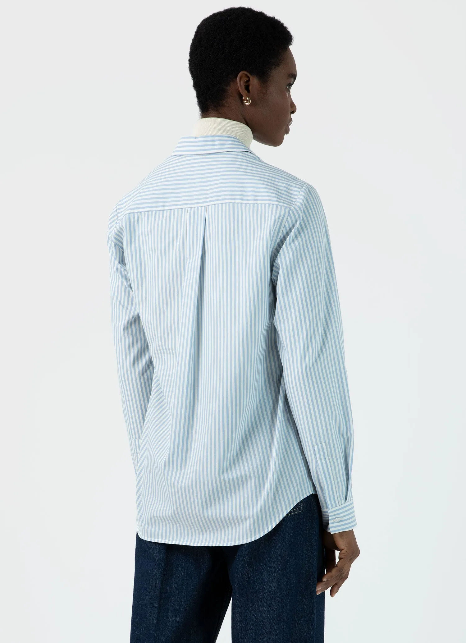 Women's Classic Shirt in Light Blue/Ecru sold by Sunspel product image thumbnail 4