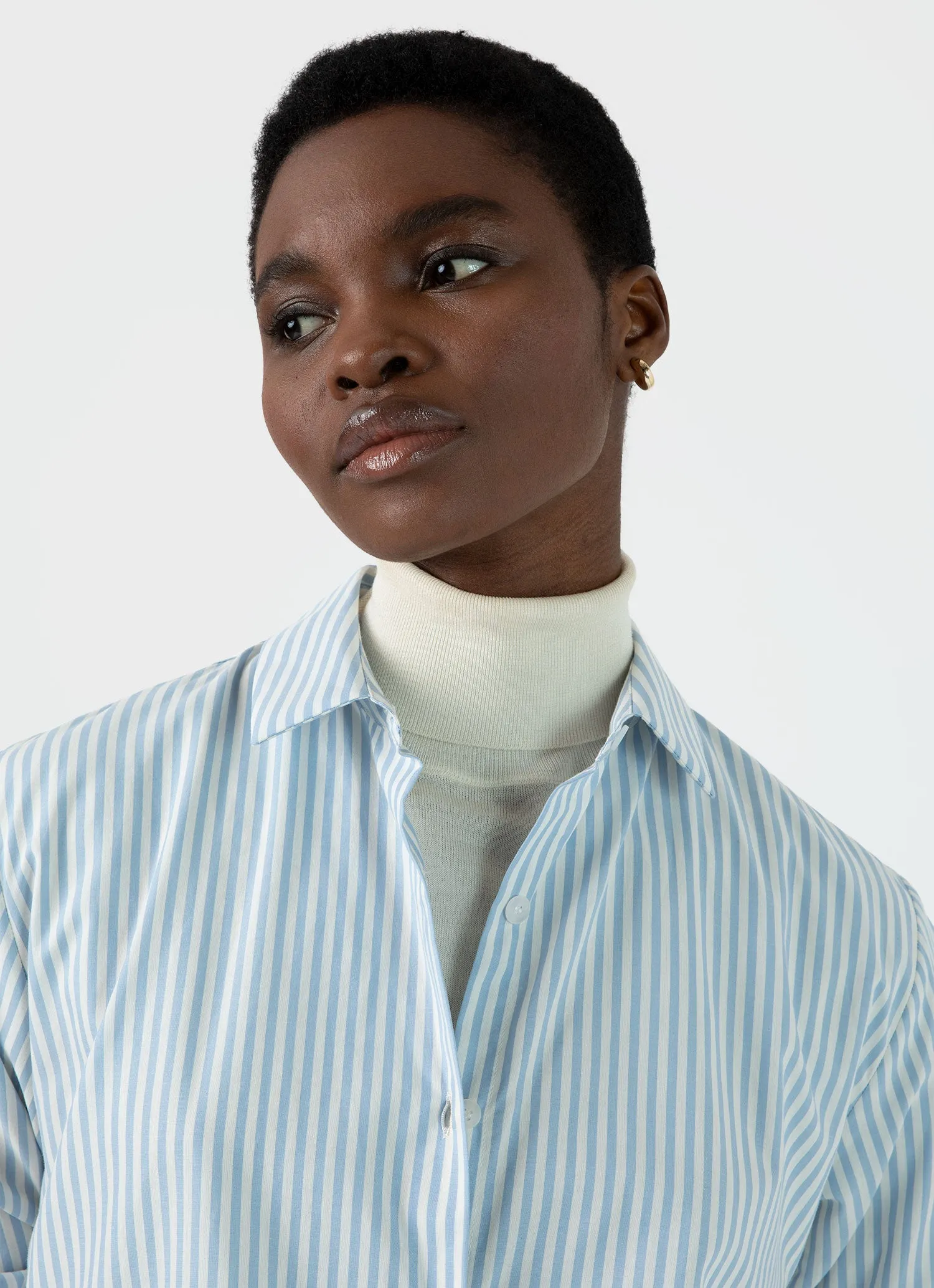 Women's Classic Shirt in Light Blue/Ecru sold by Sunspel product image thumbnail 3