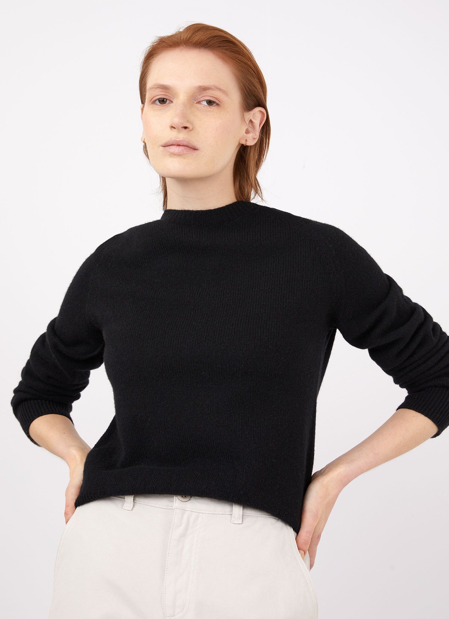 Women's Lambswool Crew Neck Jumper in Black sold by Sunspel product image thumbnail 2