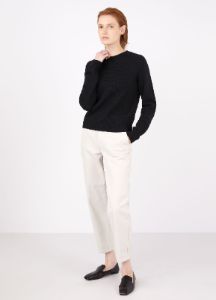 Women's Lambswool Crew Neck Jumper in Black sold by Sunspel