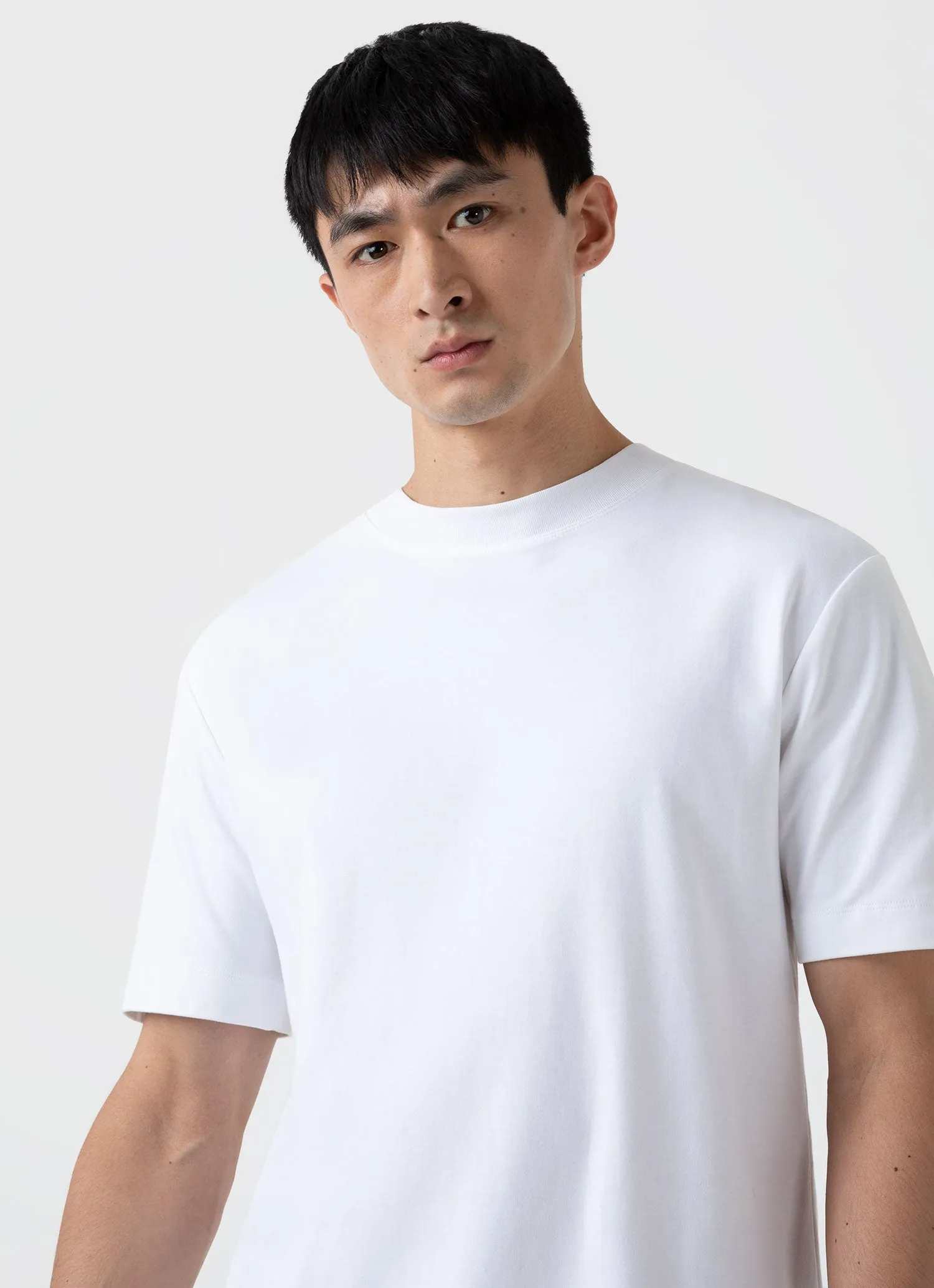 Men's Brushed Cotton Mock Neck in White sold by Sunspel product image thumbnail 5