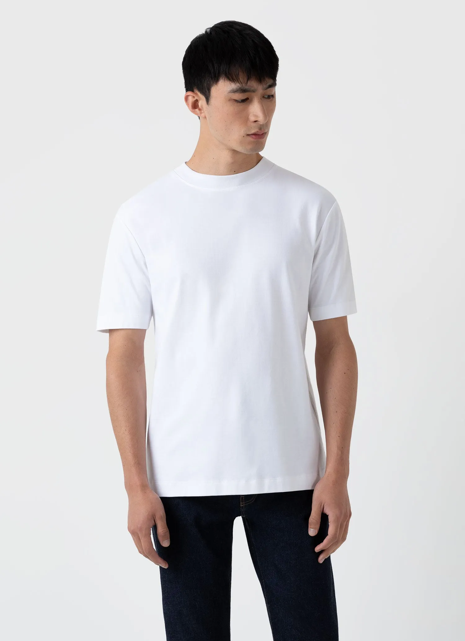 Men's Brushed Cotton Mock Neck in White sold by Sunspel product image thumbnail 3