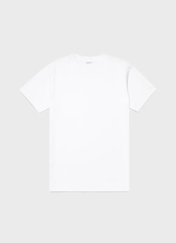 Men's Brushed Cotton Mock Neck in White sold by Sunspel