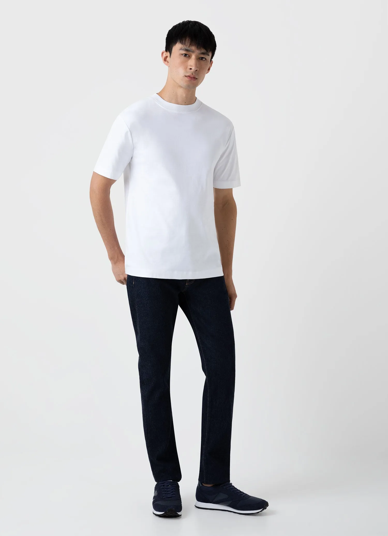 Men's Brushed Cotton Mock Neck in White sold by Sunspel product image thumbnail 2