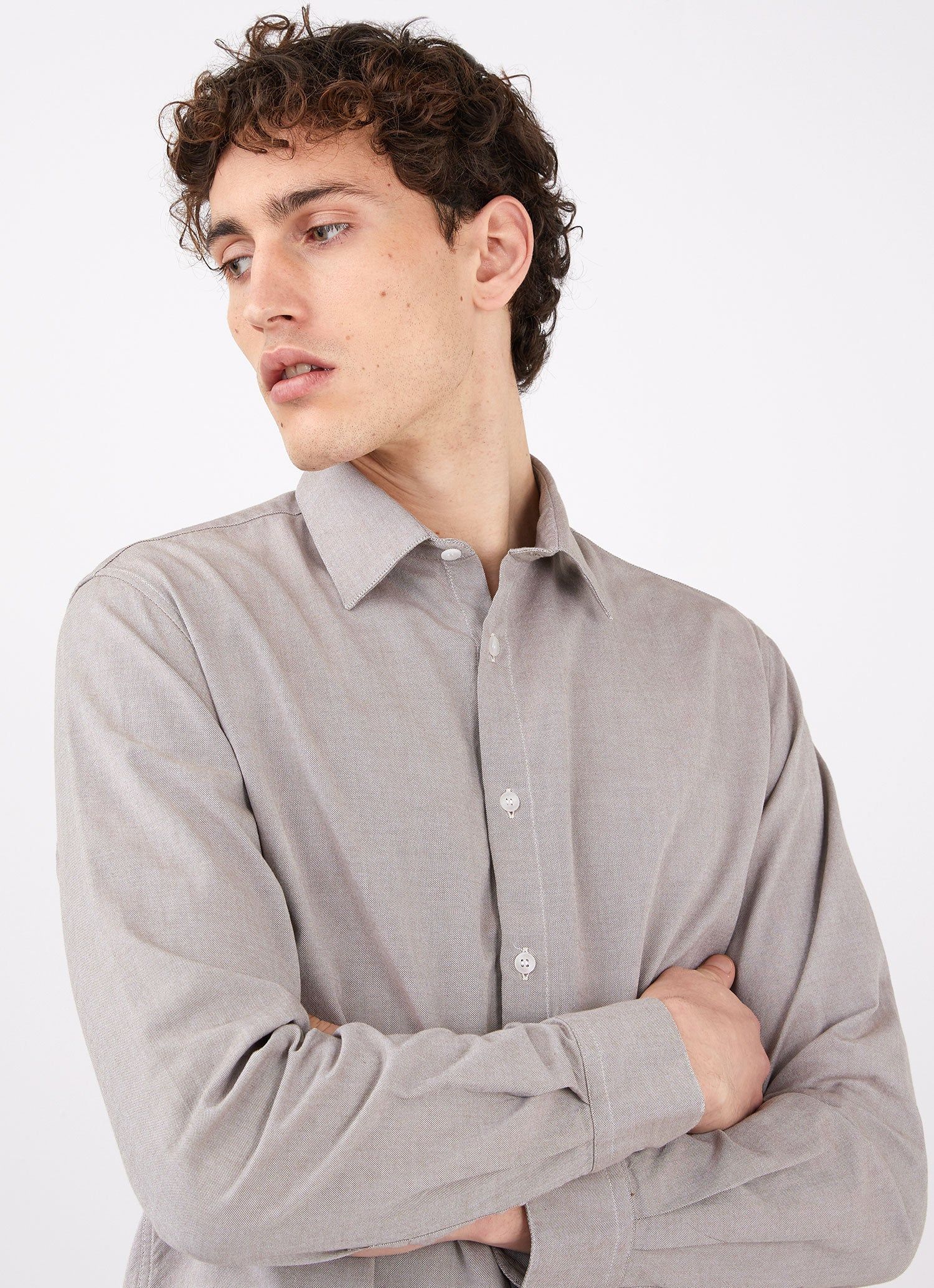 Men's Oxford Shirt in Khaki sold by Sunspel product image thumbnail 5