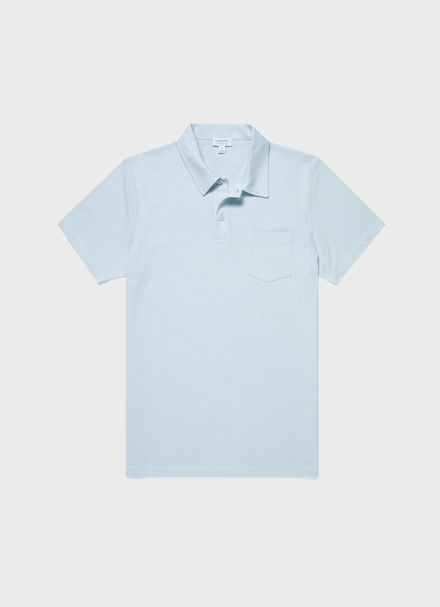 Men's Riviera Polo Shirt in Light Blue sold by Sunspel