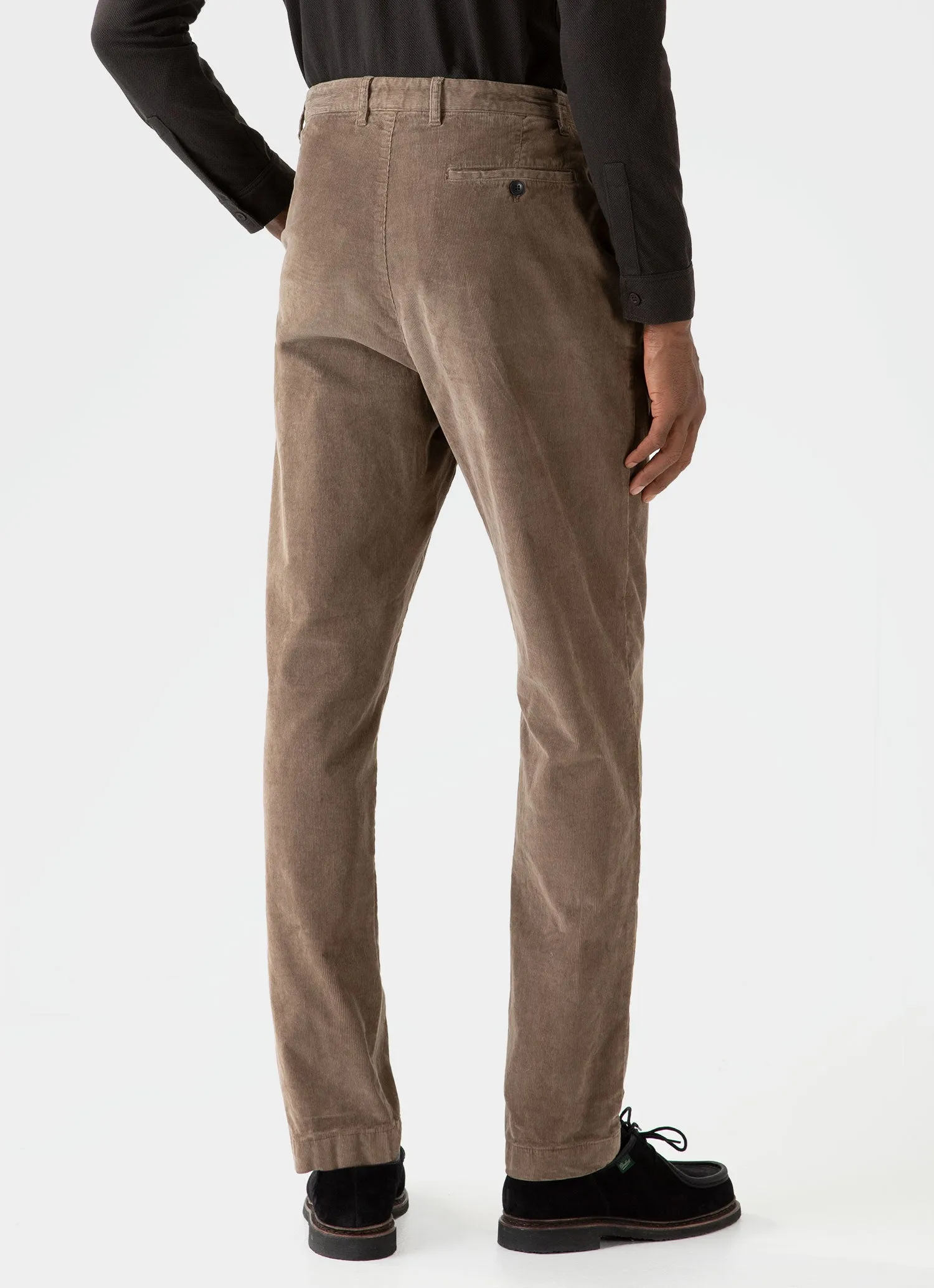 Men's Pleated Corduroy Trouser in Dark Stone sold by Sunspel product image thumbnail 4