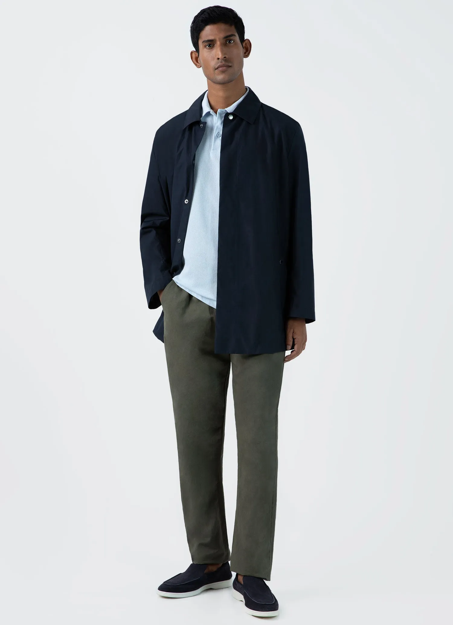 Men's Riviera Polo Shirt in Light Blue sold by Sunspel product image thumbnail 3