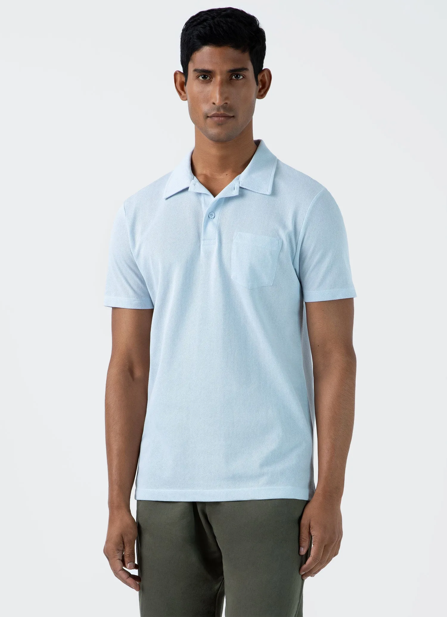 Men's Riviera Polo Shirt in Light Blue sold by Sunspel product image thumbnail 2