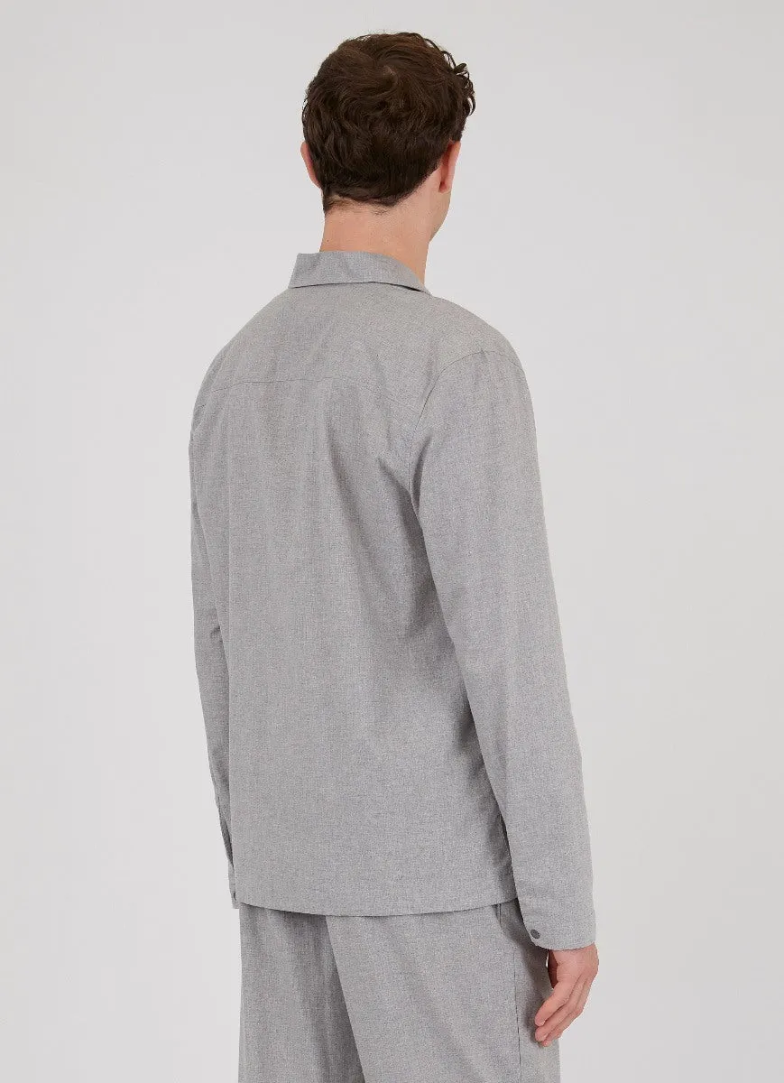 Men's Cotton Flannel Pyjama Shirt in Mid Grey Melange sold by Sunspel product image thumbnail 4