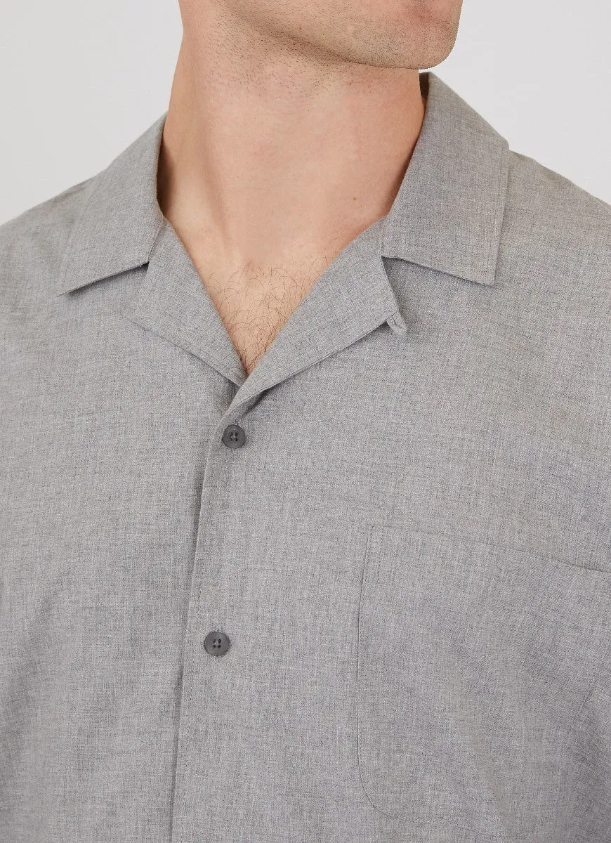 Men's Cotton Flannel Pyjama Shirt in Mid Grey Melange sold by Sunspel product image thumbnail 5