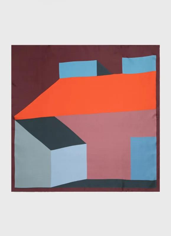 Women's Anna Mac Silk Scarf in Maroon sold by Sunspel