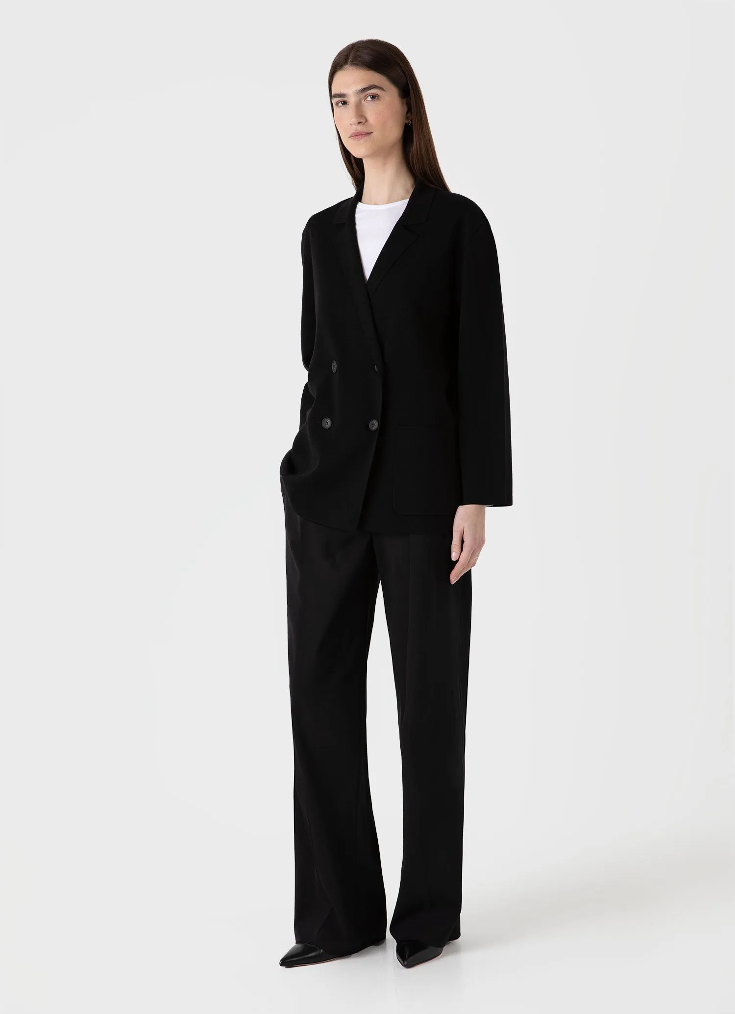 Women's Merino Milano Knit Blazer in Black sold by Sunspel product image thumbnail 2