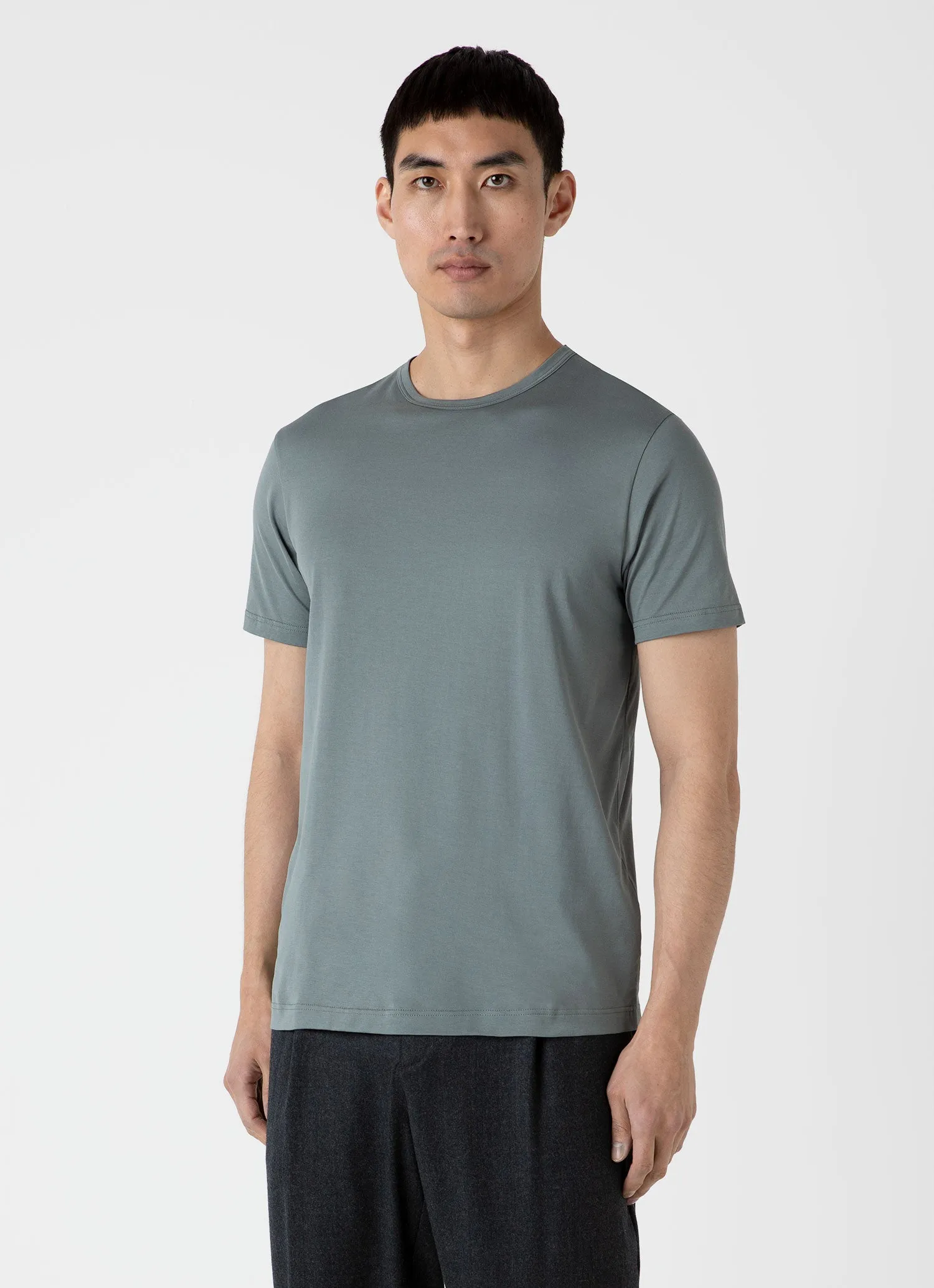 Men's Classic T-shirt in Smoke Green sold by Sunspel product image thumbnail 2