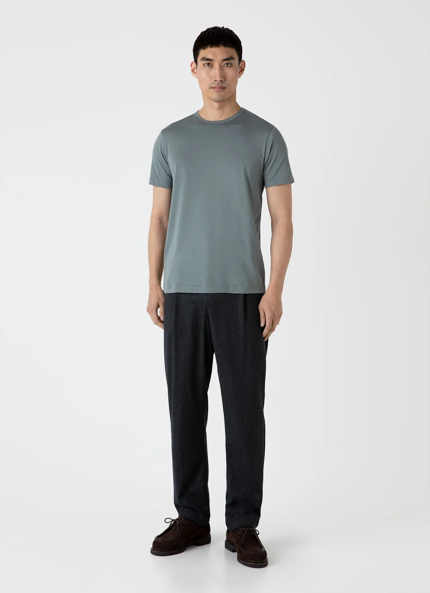 Men's Classic T-shirt in Smoke Green sold by Sunspel product image thumbnail 3