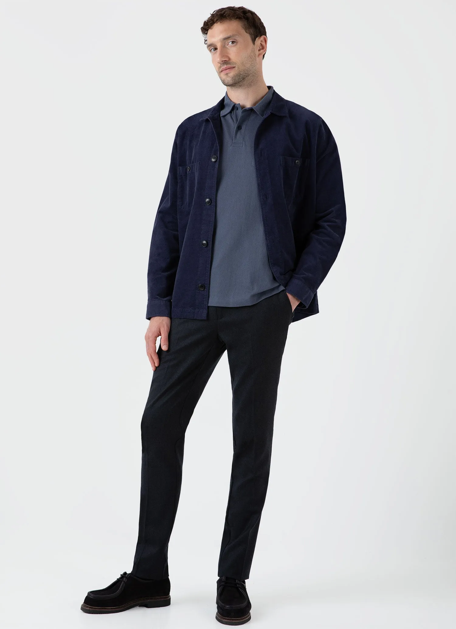 Men's Riviera Polo Shirt in Slate Blue sold by Sunspel product image thumbnail 3