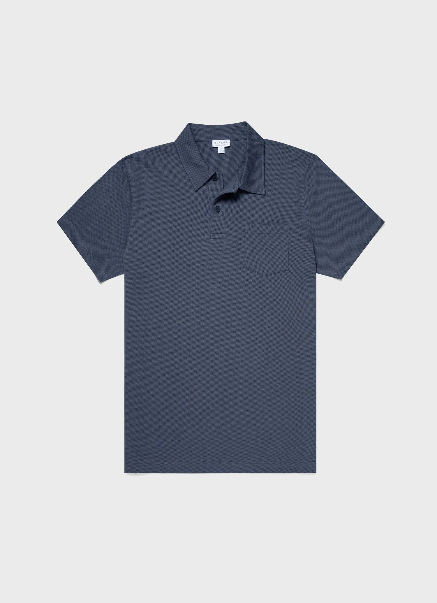 Men's Riviera Polo Shirt in Slate Blue sold by Sunspel