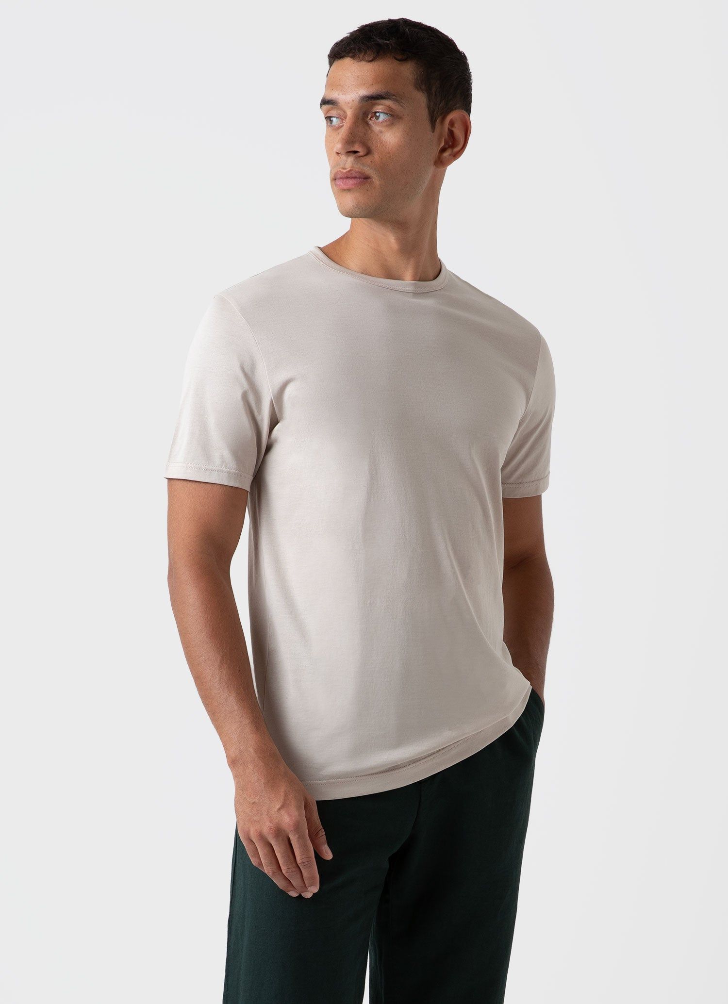 Men's Classic T-shirt in Light Sand sold by Sunspel product image thumbnail 2
