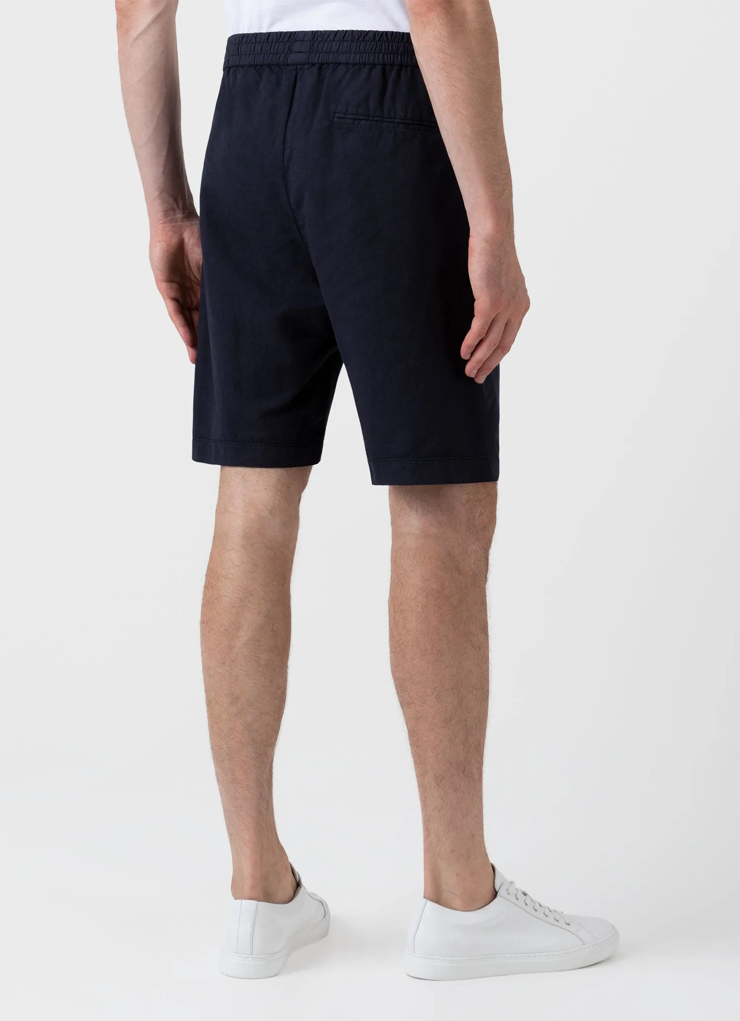 Men's Cotton Linen Drawstring Shorts in Navy sold by Sunspel product image thumbnail 5