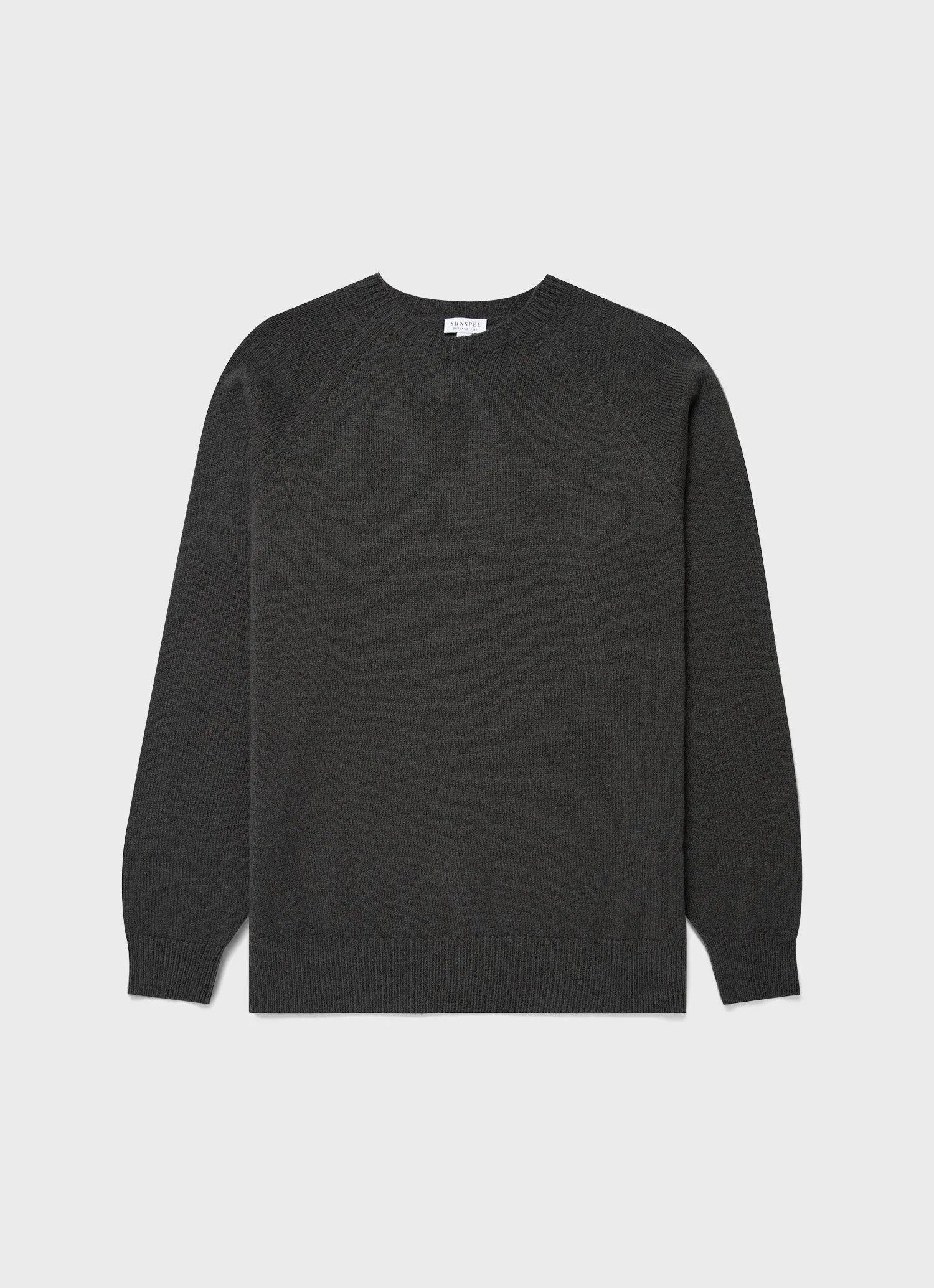 Men's Lambswool Crew Neck Jumper in Drill Green sold by Sunspel