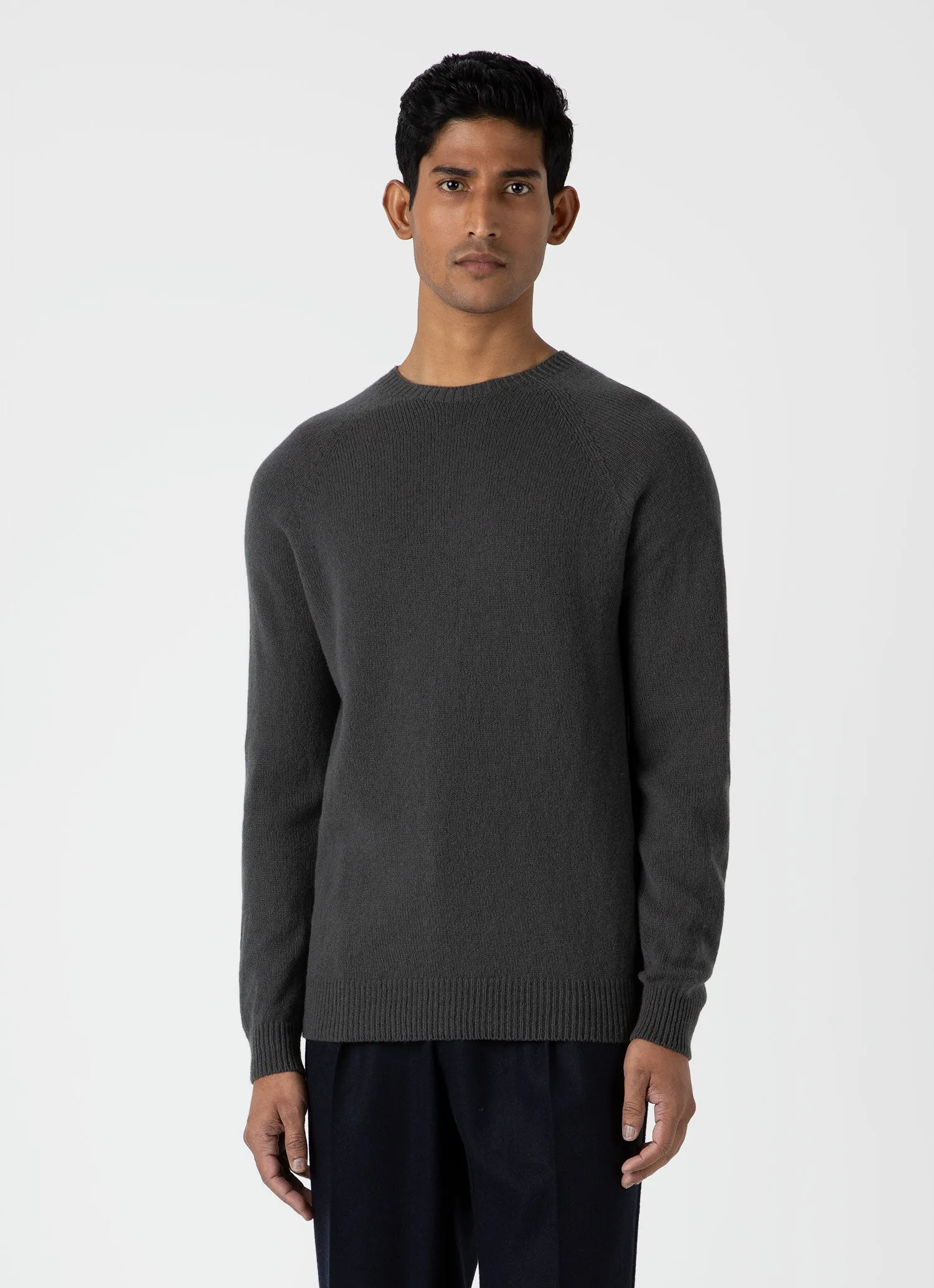 Men's Lambswool Crew Neck Jumper in Drill Green sold by Sunspel product image thumbnail 2