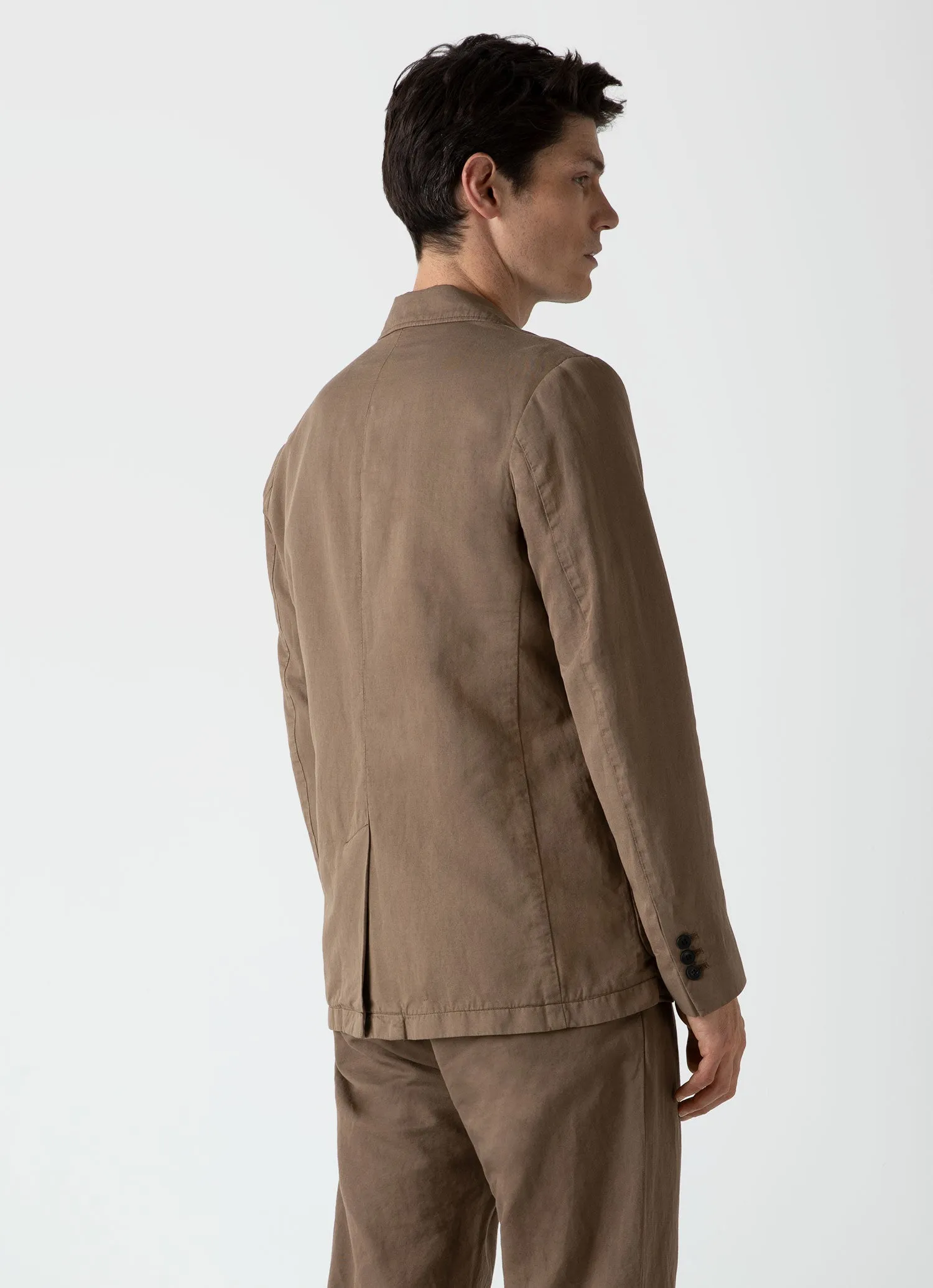 Men's Cotton Linen Unstructured Blazer in Dark Tan sold by Sunspel product image thumbnail 4