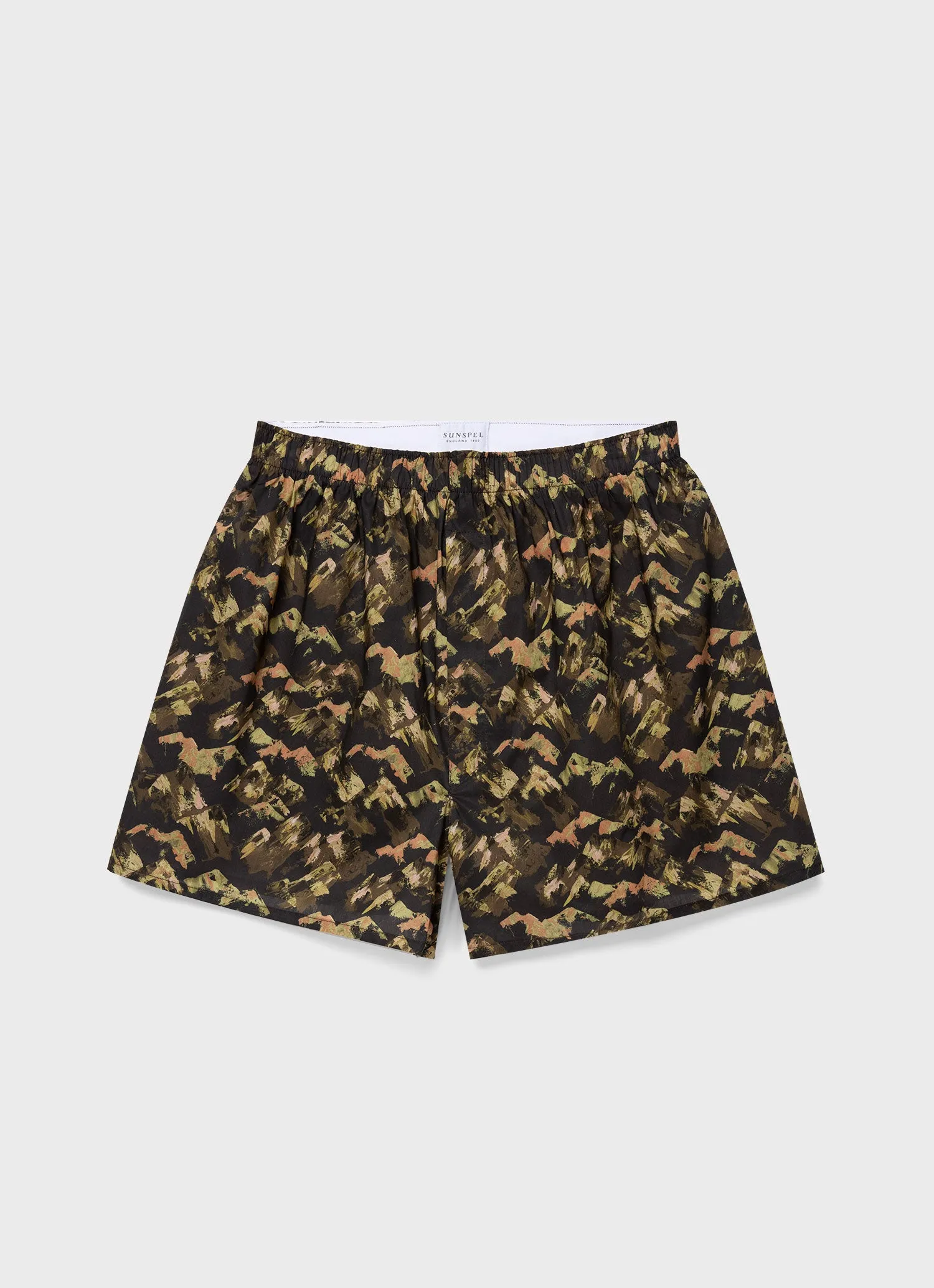Men's Classic Boxer Shorts in Liberty Fabric Green Mount Olympus sold by Sunspel