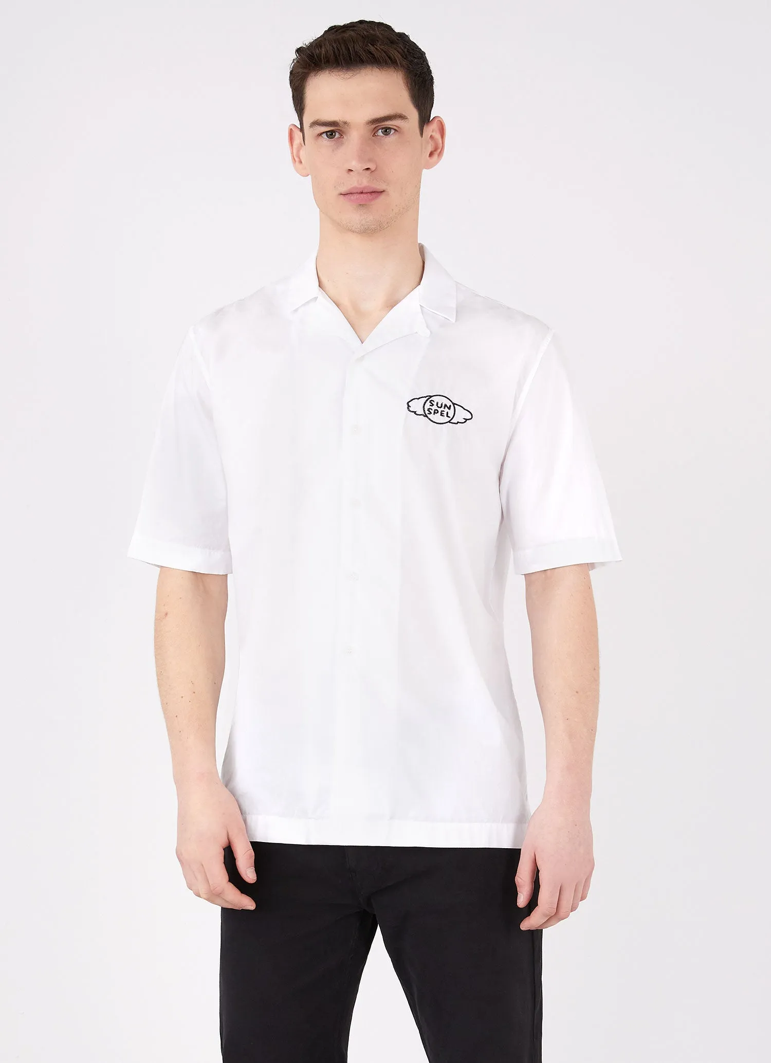 Men's David Shrigley Camp Collar Shirt in White sold by Sunspel product image thumbnail 2