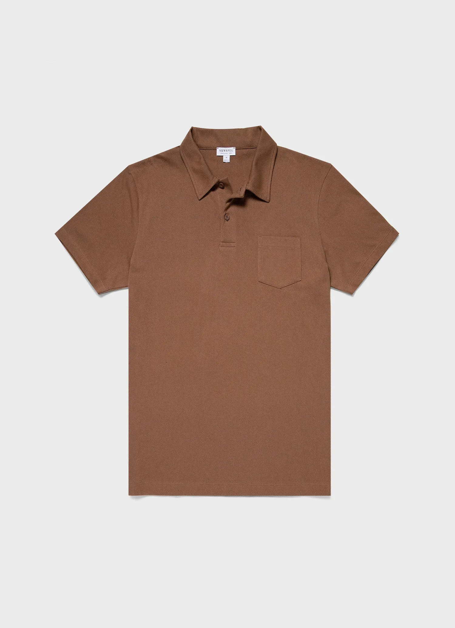 Men's Riviera Polo Shirt in Dark Sand sold by Sunspel