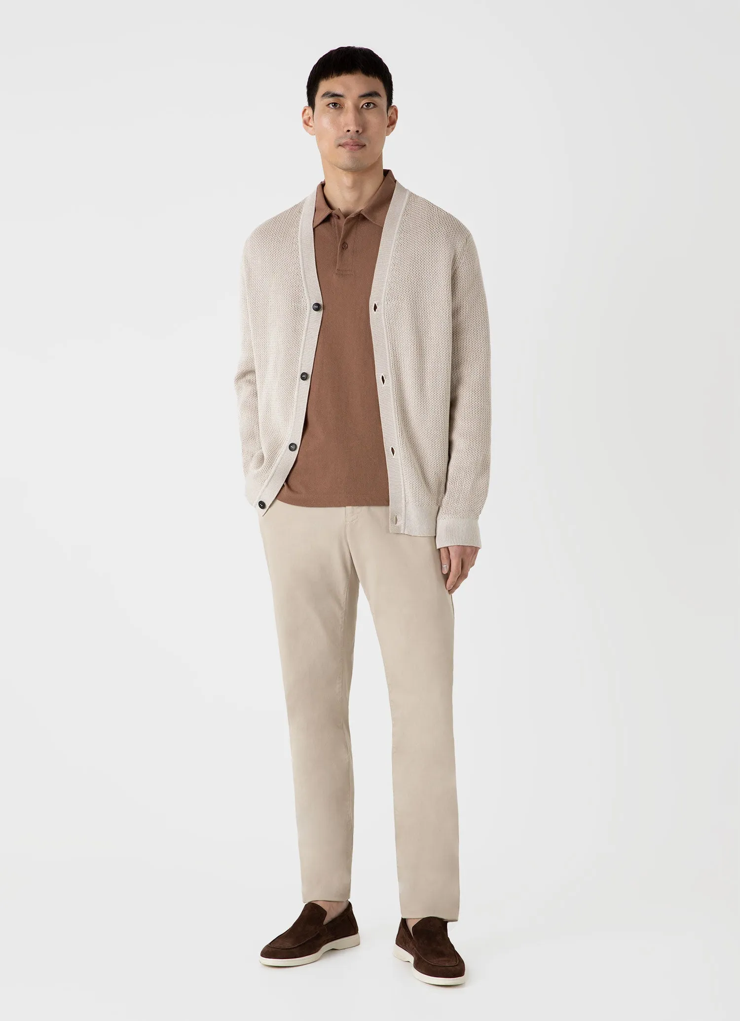 Men's Riviera Polo Shirt in Dark Sand sold by Sunspel product image thumbnail 3